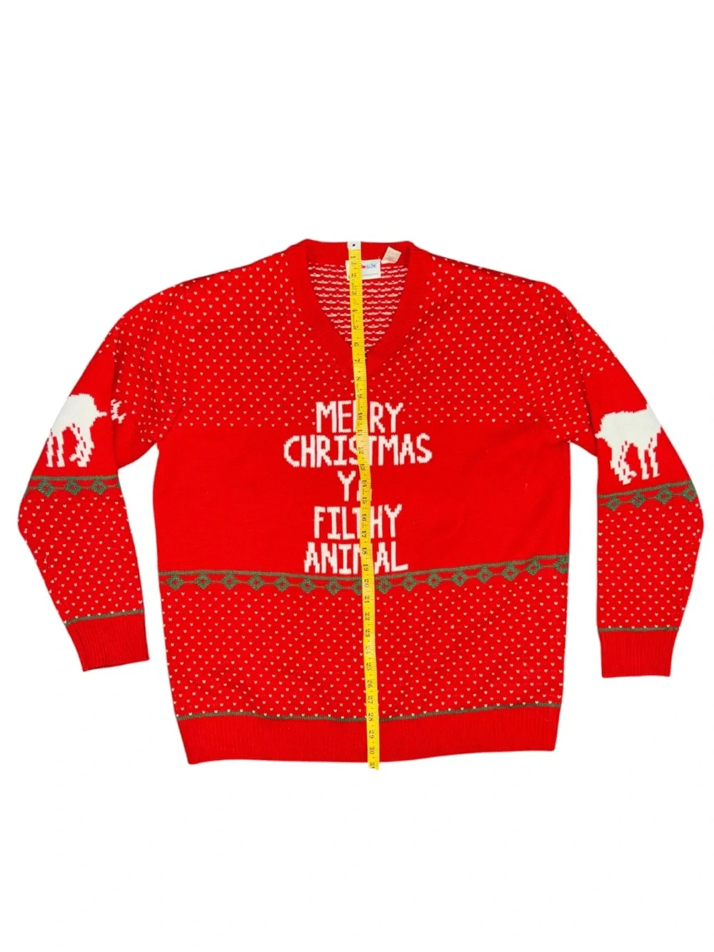 Red Christmas Crewneck Sweater - 'Merry Christmas Ya Filthy Animal'